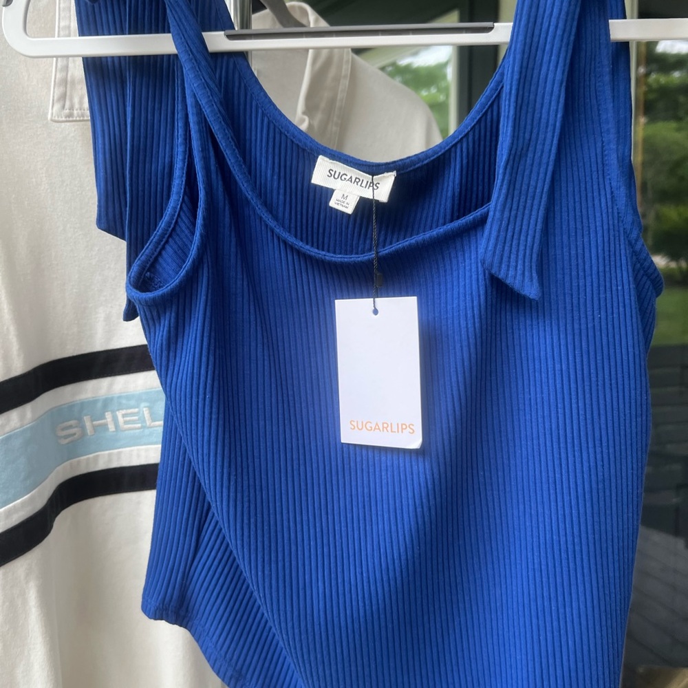 Sugarlips Royal Blue Ribbed Tank Top